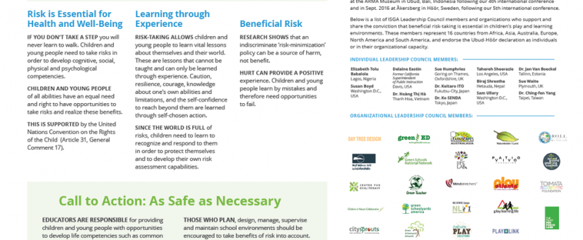 Playing NGO is endorsing “The Risk in Play and Learning” Declaration (also called the Ubud-Höör Declaration)
